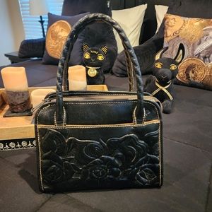 Patricia Nash Rose-Tooled Small Paris Satchel/Crossbody with BONUS Oria Wallet